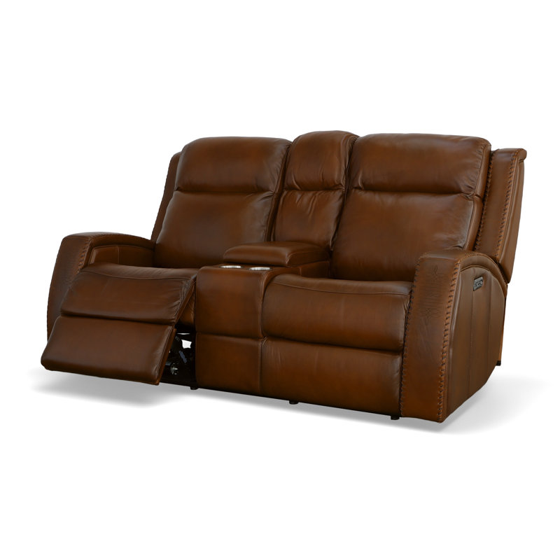 Flexsteel Mustang 73'' Leather Power Reclining Loveseat Wayfair